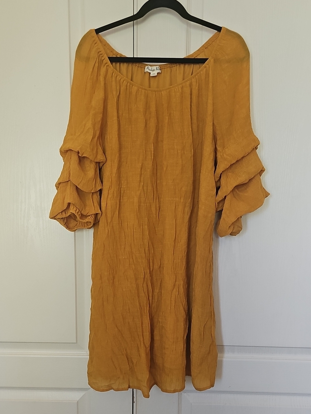 Ruffle-Sleeve Mini Dress in Mustard by Parker & Jane